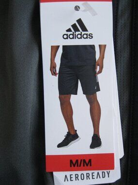 Adidas Men's 3 Stripe Shorts with Zipper Pockets Grey Six , Size M (1648)